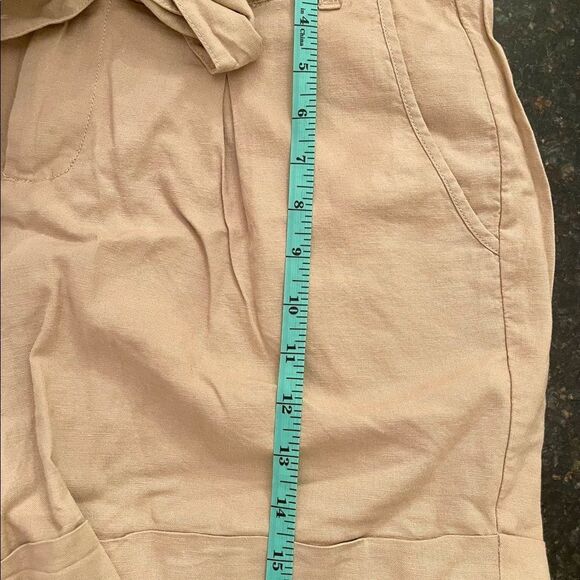 NWT SZ 10 Lined Tie Waist Linen Tan Shorts TORRID - Picture 12 of 13